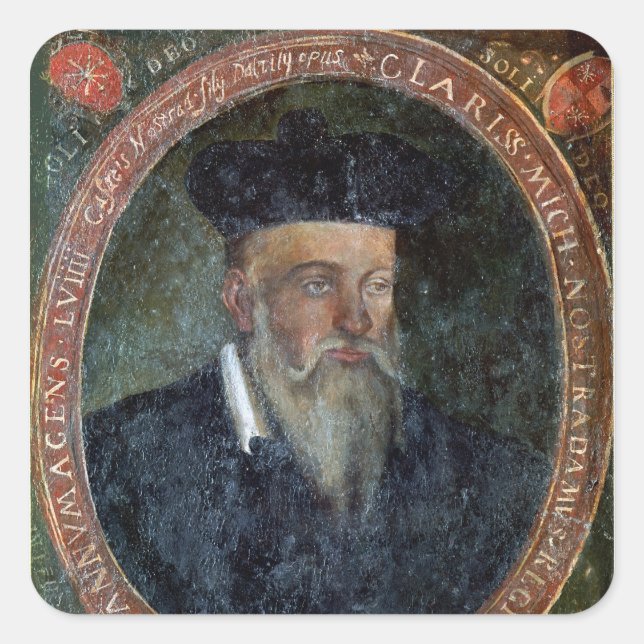 Portrait von Michel de Nostradame Quadratischer Aufkleber (Vorderseite)