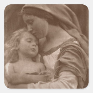 Portrait von Mutter und Kind (sepia Foto) Quadratischer Aufkleber