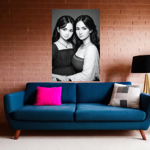 Portrait von Mutter und Tochter Art der AI Poster