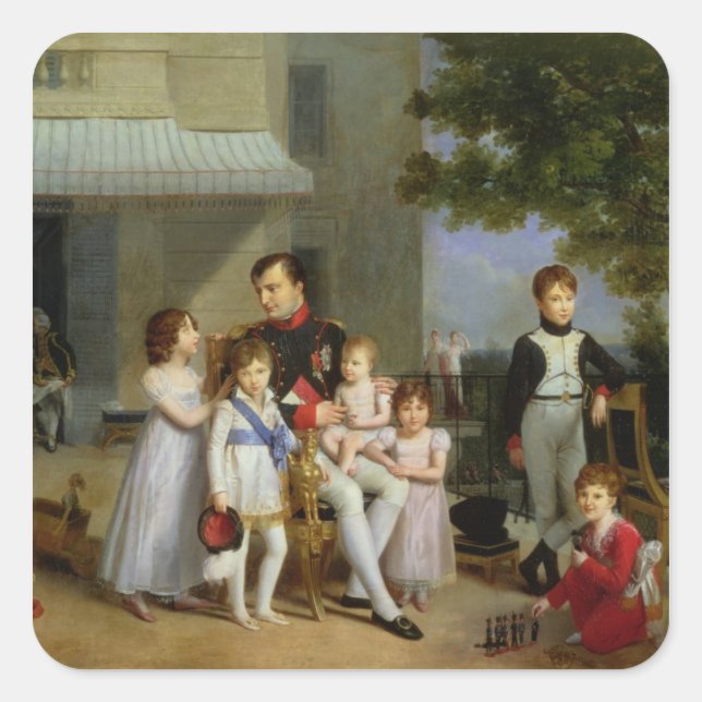 Portrait von Napoleon Bonaparte mit seinen Nephews Quadratischer Aufkleber (Vorderseite)