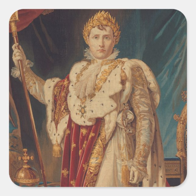 Portrait von Napoleon I | 1808-11 Quadratischer Aufkleber (Vorderseite)