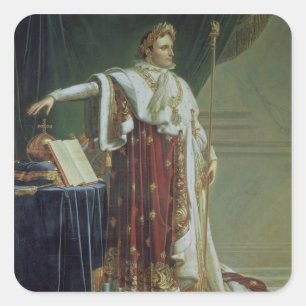Portrait von Napoleon I. in seinen Coronation Robe Quadratischer Aufkleber