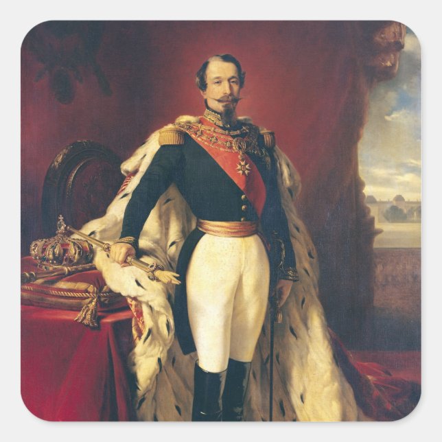 Portrait von Napoleon III Kaiser von Frankreich Quadratischer Aufkleber (Vorderseite)