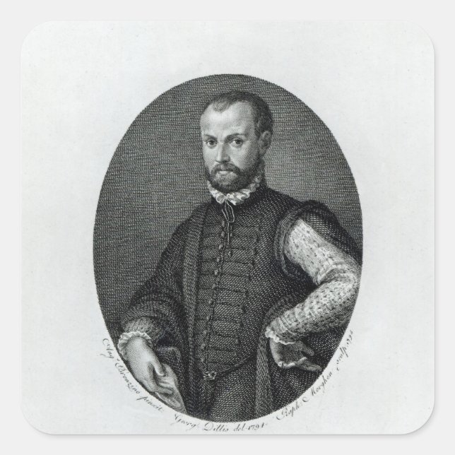 Portrait von Niccolo Machiavelli Quadratischer Aufkleber (Vorderseite)