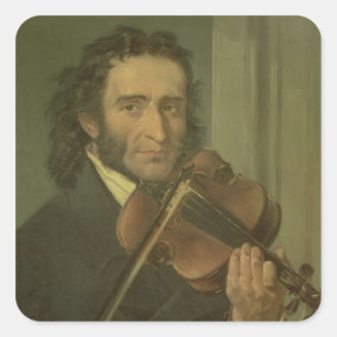Portrait von Niccolo Paganini Quadratischer Aufkleber