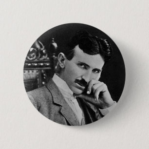 Portrait von Nikola Tesla Button
