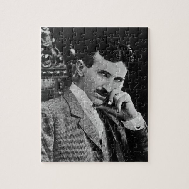 Portrait von Nikola Tesla Puzzle (Vertikal)