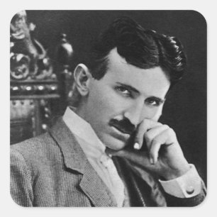 Portrait von Nikola Tesla Quadratischer Aufkleber