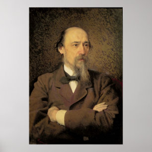 Portrait von Nikolay Aleksejewitsch Nekrasov, 1877 Poster