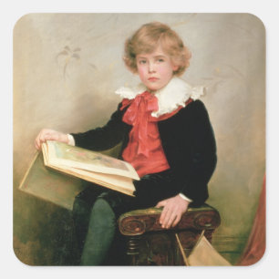 Portrait von Norman Stewart Davies Quadratischer Aufkleber