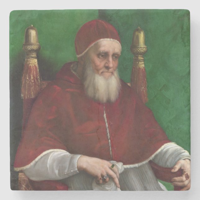 Portrait von Papst Julius II (von Raphael) Steinuntersetzer (Vorderseite)
