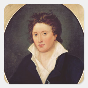 Portrait von Percy Bysshe Shelley, 1819 Quadratischer Aufkleber
