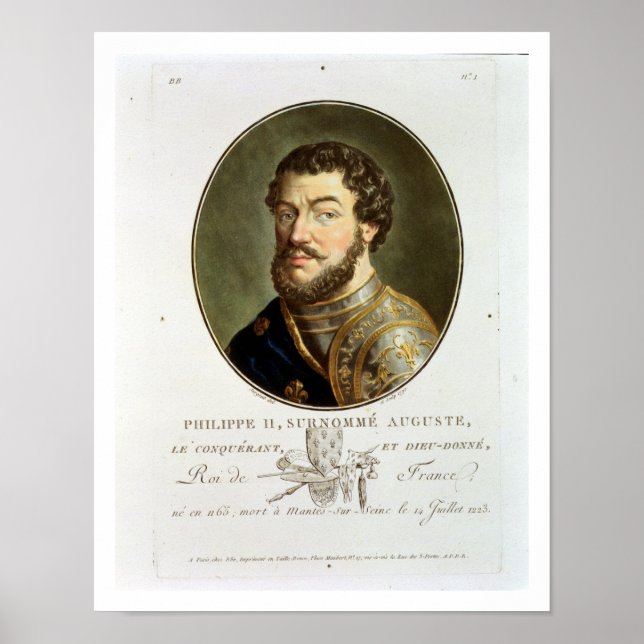 Portrait von Philip II, Augustus, König von Frankr Poster (Vorne)