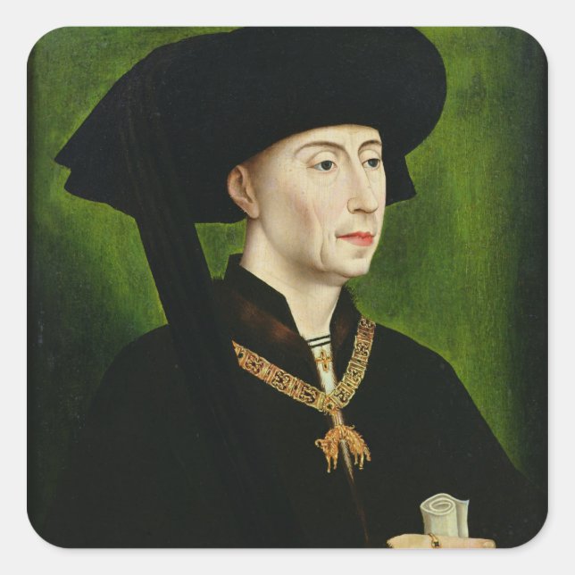 Portrait von Philippe le Bon Duc de Bourgogne Quadratischer Aufkleber (Vorderseite)