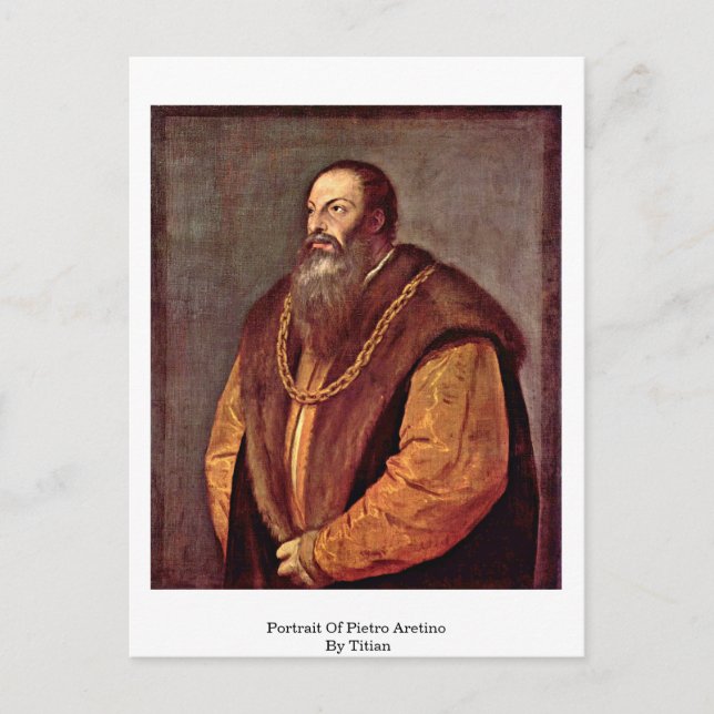 Portrait von Pietro Aretino. Von Tizian Postkarte (Vorderseite)