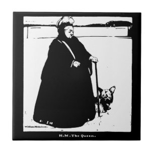 Portrait von Queen Victoria und Yorkie Dog Fliese