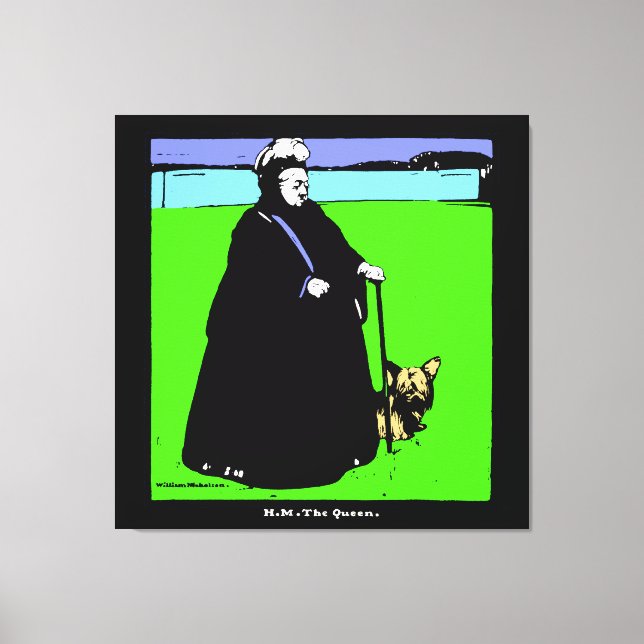 Portrait von Queen Victoria und Yorkie Dog Leinwanddruck (Vorderseite)