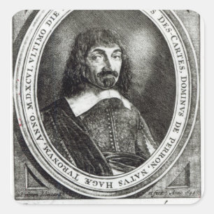 Portrait von Rene Descartes, 1644 Quadratischer Aufkleber