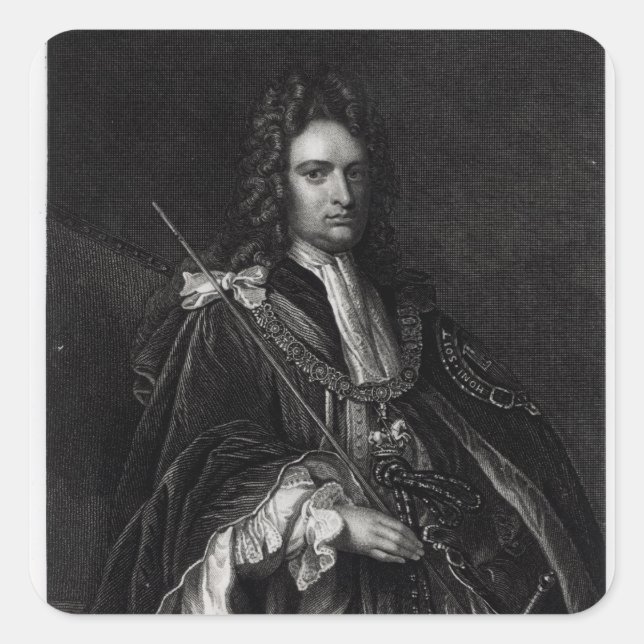 Portrait von Robert Harley Quadratischer Aufkleber (Vorderseite)
