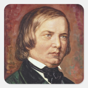 Portrait von Robert Schumann Quadratischer Aufkleber