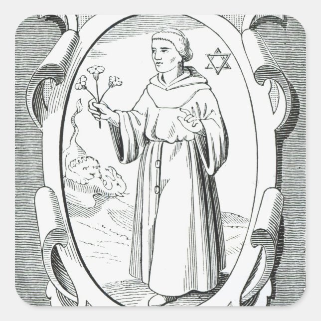 Portrait von Roger Bacon Quadratischer Aufkleber (Vorderseite)