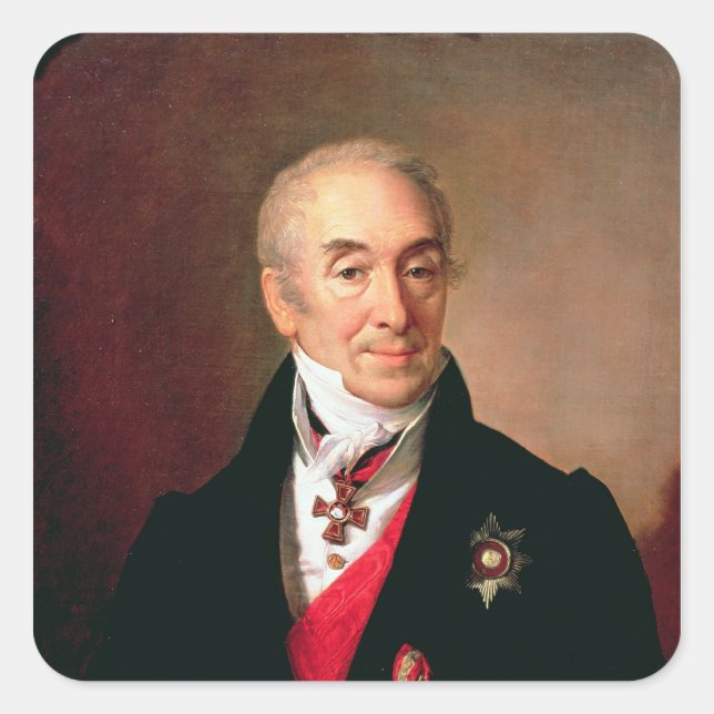 Portrait von S. Kushnikov, 1828 Quadratischer Aufkleber (Vorderseite)