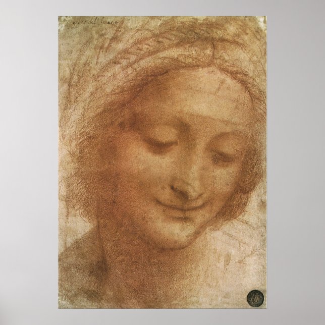 Portrait von Saint Anne von Leonardo da Vinci Poster (Vorne)