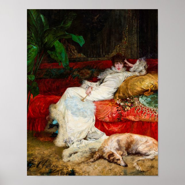 Portrait von Sarah Bernhardt von Georges Clairin Poster (Vorne)