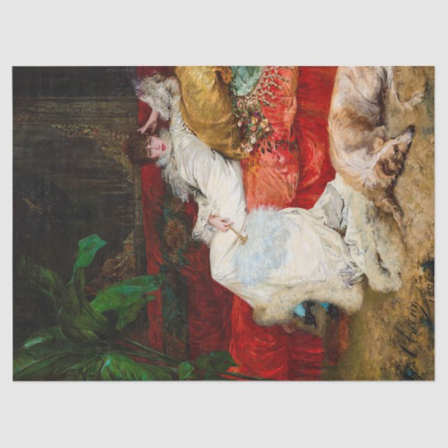 Portrait von Sarah Bernhardt von Georges Clairin Seidenpapier (Vorderseite)