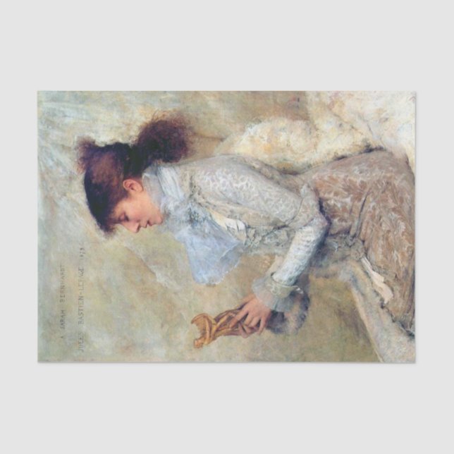 Portrait von Sarah Bernhardt von Jules Bastien  Seidenpapier (Vorderseite)