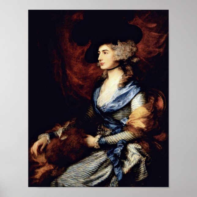 Portrait von Sarah Siddons von Thomas Gainsborough Poster (Vorne)