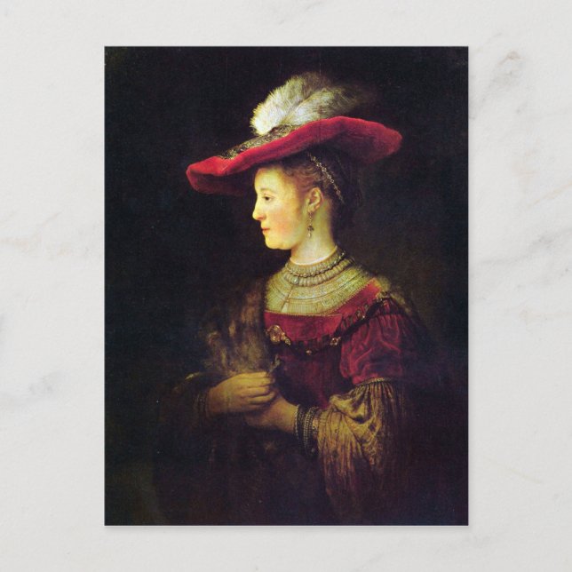 Portrait von Saskia von Rembrandt Postkarte (Vorderseite)