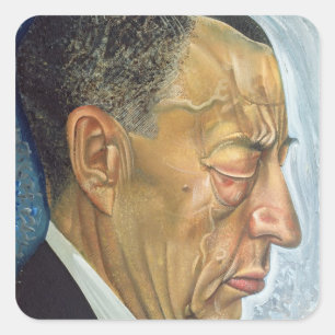 Portrait von Sergey Rakhmaninov 1930 Quadratischer Aufkleber