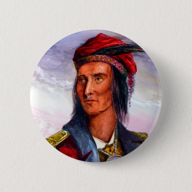 Portrait von Shawnee Chief Tecumseh Button (Vorderseite)