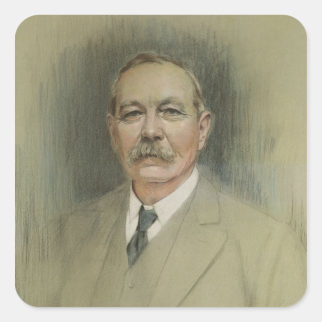 Portrait von Sir Arthur Conan Doyle Quadratischer Aufkleber (Vorderseite)