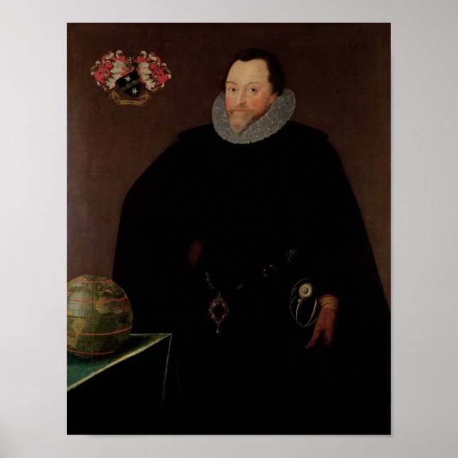 Portrait von Sir Francis Drake 1591 Poster (Vorne)