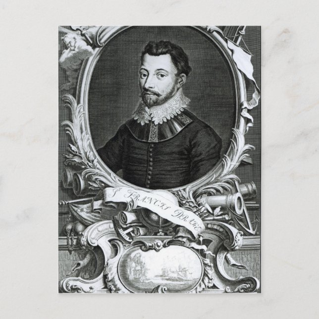 Portrait von Sir Francis Drake Postkarte (Vorderseite)