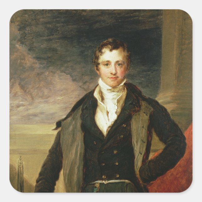 Portrait von Sir Humphry Davy Quadratischer Aufkleber (Vorderseite)