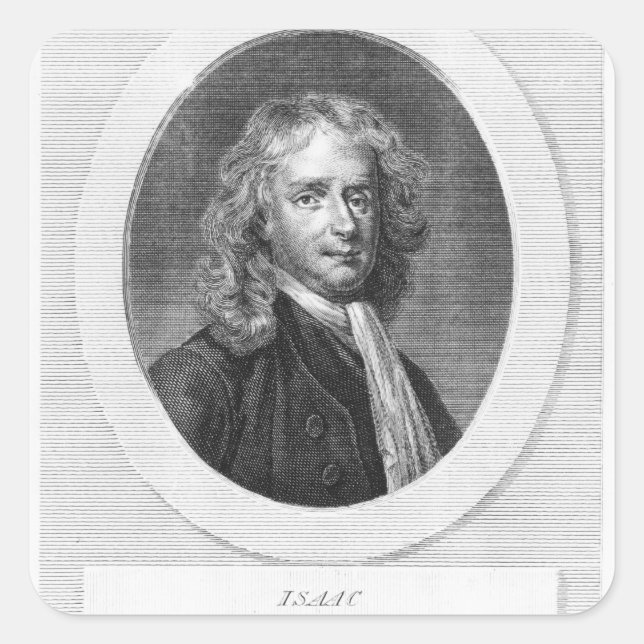 Portrait von Sir Isaac Newton Quadratischer Aufkleber (Vorderseite)