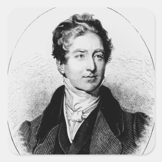 Portrait von Sir Robert Peel Quadratischer Aufkleber (Vorderseite)