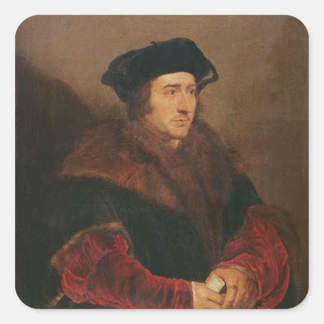 Portrait von Sir Thomas More Quadratischer Aufkleber (Vorderseite)