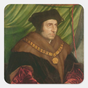 Portrait von Sir Thomas More Quadratischer Aufkleber