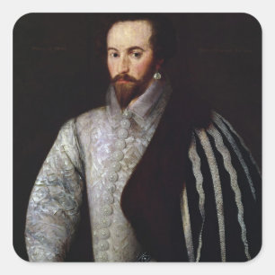Portrait von Sir Walter Raleigh 1588 Quadratischer Aufkleber