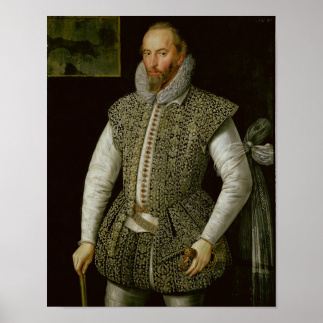 Portrait von Sir Walter Raleigh, 1598 Poster (Vorne)