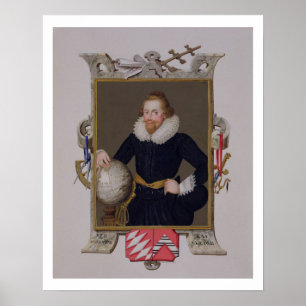 Portrait von Sir Walter Raleigh (c.1552-1618) von Poster