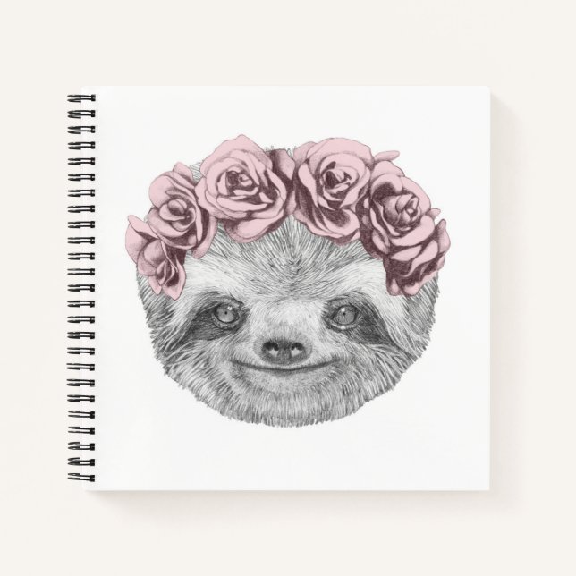 Portrait von Sloth | Blumenkopf Notizbuch (Vorderseite)