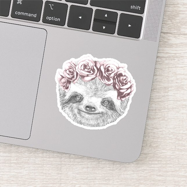 Portrait von Sloth | Blumenkopfkranz Aufkleber (Detail)