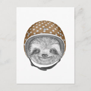 Portrait von Sloth Motorradhelm Postkarte