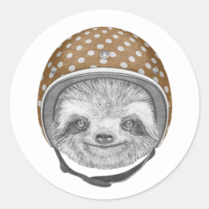 Portrait von Sloth Motorradhelm Runder Aufkleber