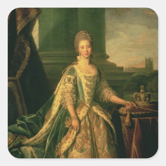 Portrait von Sophie Charlotte Quadratischer Aufkleber (Vorderseite)